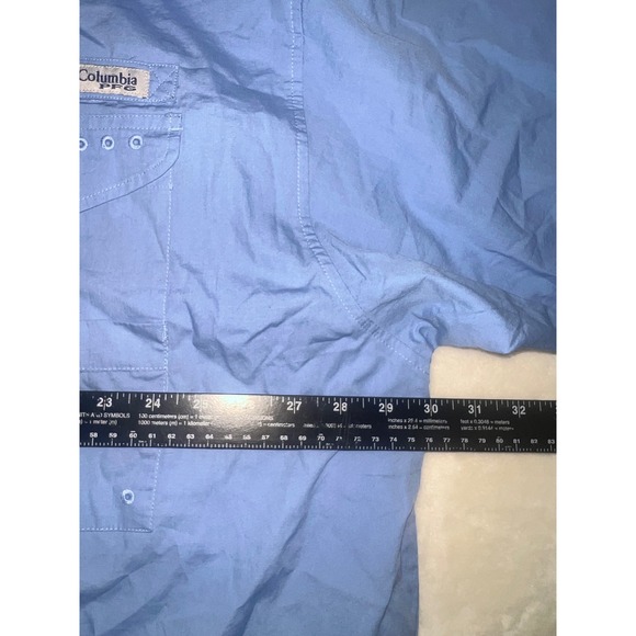 Columbia Men's 3X PFG Sportswear Company Short Sleeve Fishing Camp Shirt Blue - Picture 6 of 6